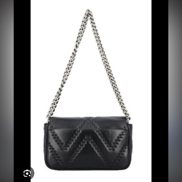 Marc Jacobs J Marc Black Quilted Mini Shulder/Crossbody Bag with Silver Chain - Picture 3 of 11